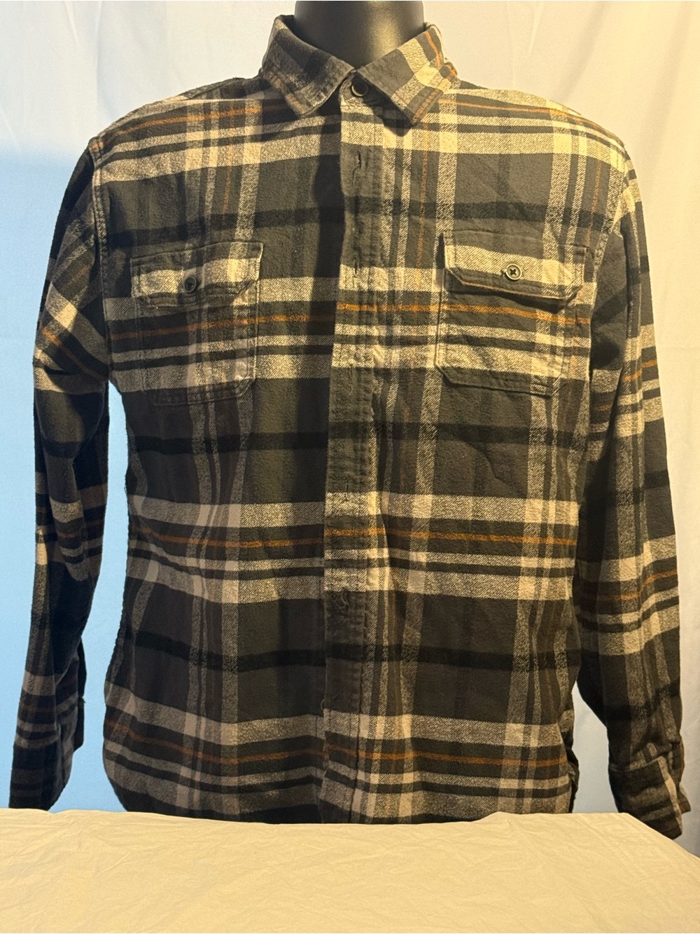 Men's Olive & Brown Plaid Flannel Shirt